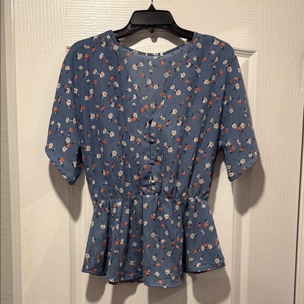 Floral Blue Women's Top